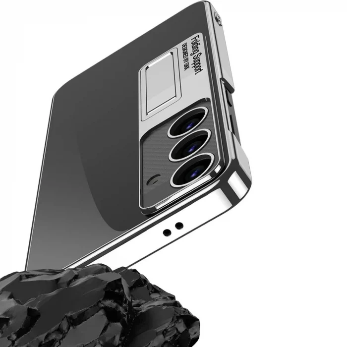Samsung S24 Kılıf Kamera Korumalı Şeffaf Tasarımlı Lego Standlı Kapak