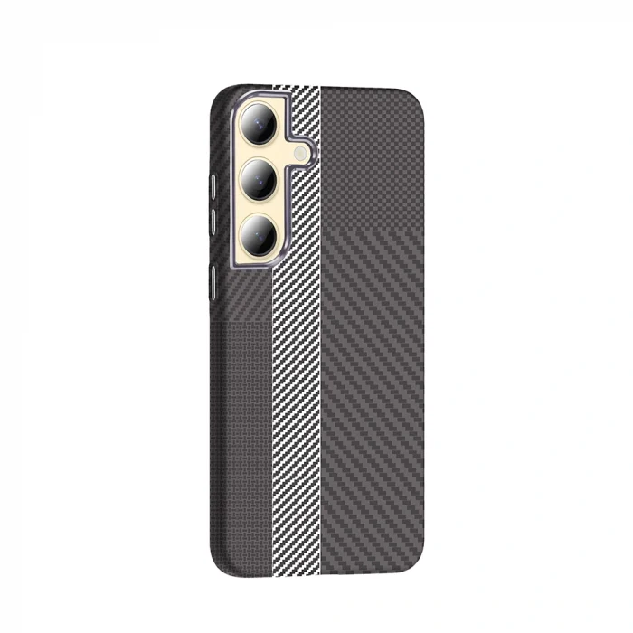 Samsung S24 Kılıf M-safe Şarj Özellikli Karbon Fiber Görünümlü Gros Kapak