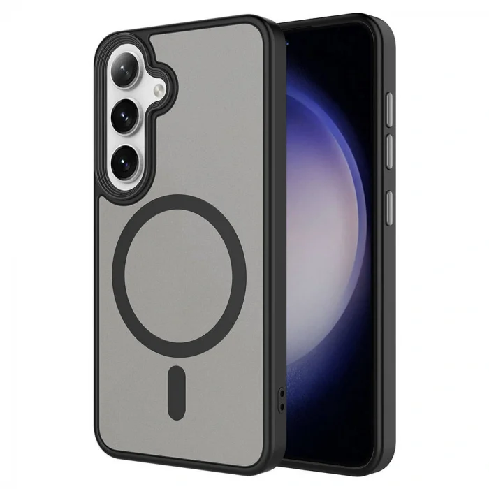 Samsung S24 Kılıf Sert PC Arka Yüzey Wireless Şarj Özellikli Flet M-safe Kapak