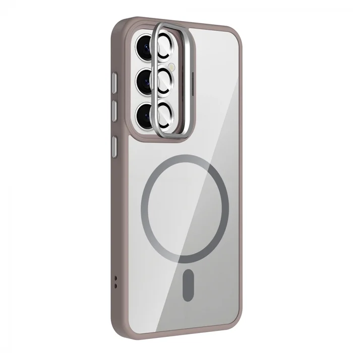 Samsung S24 Kılıf Standlı ve Kamera Lens Hediyeli M-Safe Şarj Özellikli Etro Kapak