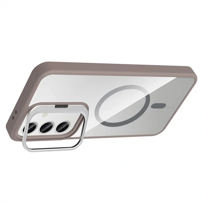 Samsung S24 Kılıf Standlı ve Kamera Lens Hediyeli M-Safe Şarj Özellikli Etro Kapak