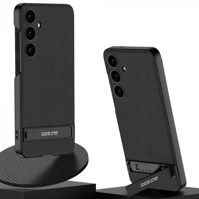 Samsung S24 Kılıf Kamera Korumalı Leather Dikey Standlı Ays Kapak
