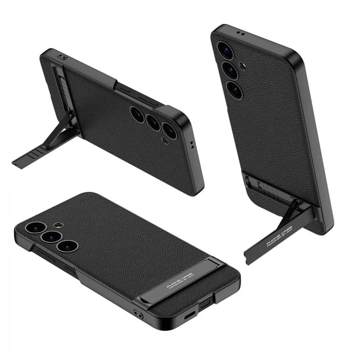 Samsung S24 Kılıf Kamera Korumalı Leather Dikey Standlı Ays Kapak