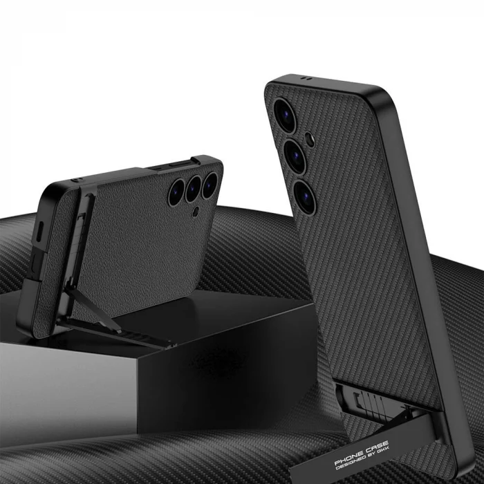 Samsung S24 Kılıf Kamera Korumalı Leather Dikey Standlı Ays Kapak