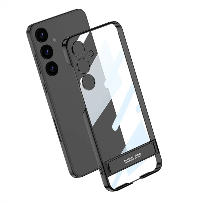 Samsung S24 Kılıf Kamera Korumalı Şeffaf Dikey Standlı Ays Kapak