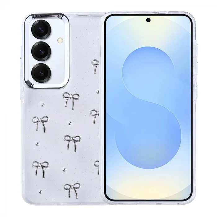 Samsung S24 Plus Kılıf Airbag Tasarımlı Simli Şeffaf Kutup Kapak