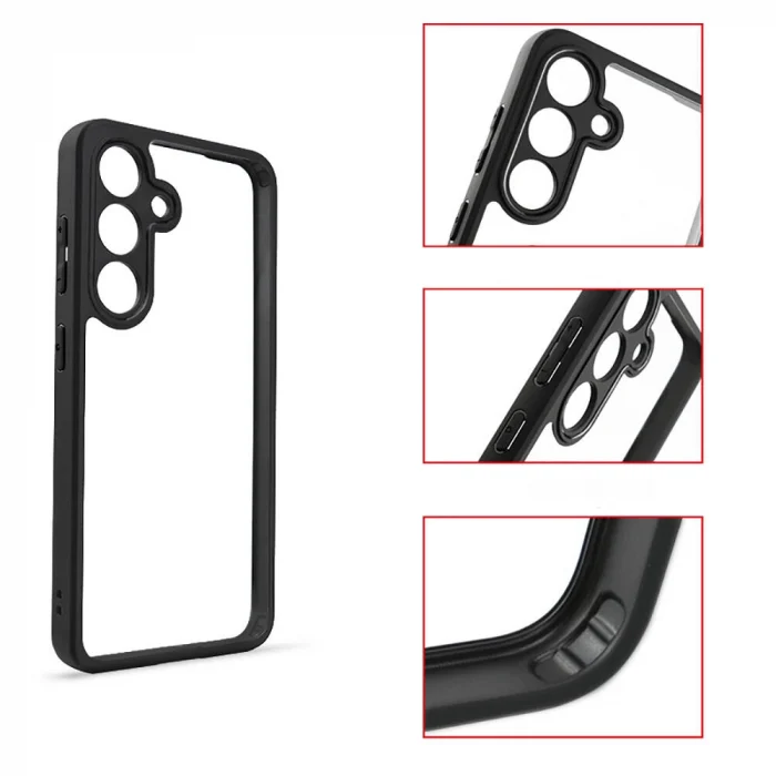 Samsung S24 Plus Kılıf Kamera Korumalı Şeffaf Arka Yüzey New Roll Kapak