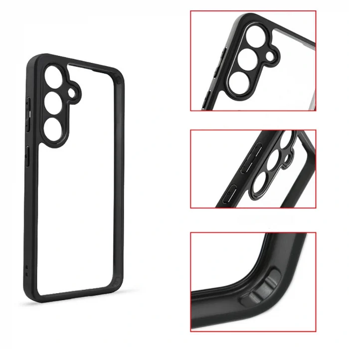 Samsung S24 Plus Kılıf Kamera Korumalı Şeffaf Arka Yüzey New Roll Kapak