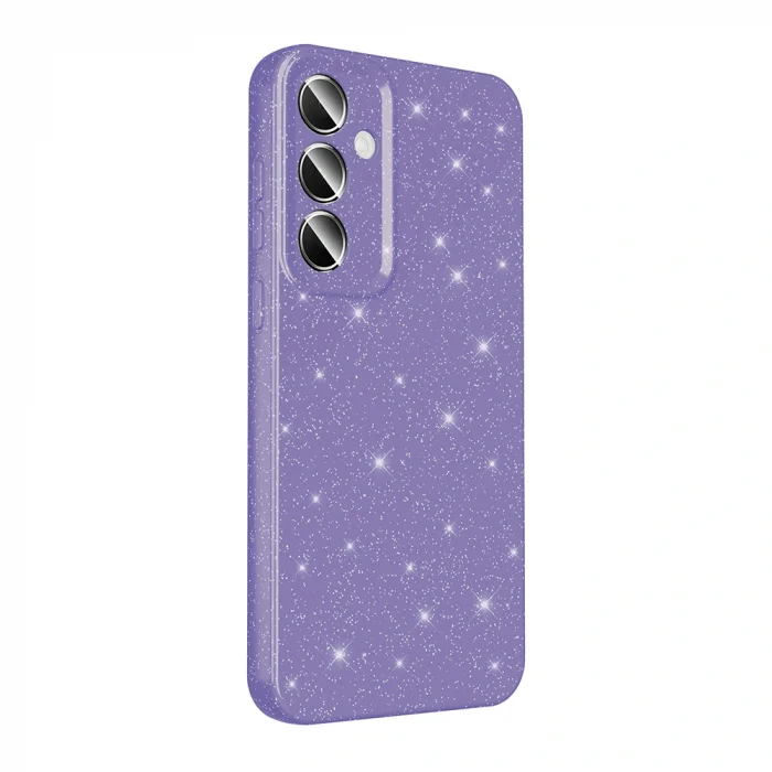 Samsung S24 Plus Kılıf Kamera Korumalı Simli Lüks Koton Kapak