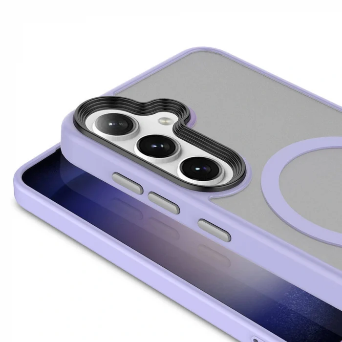 Samsung S24 Plus Kılıf Sert PC Arka Yüzey Wireless Şarj Özellikli Flet M-safe Kapak