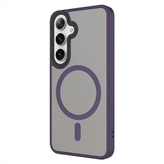 Samsung S24 Plus Kılıf Sert PC Arka Yüzey Wireless Şarj Özellikli Flet M-safe Kapak