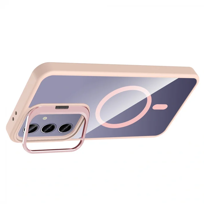 Samsung S24 Plus Kılıf Standlı ve Kamera Lens Hediyeli M-Safe Şarj Özellikli Etro Kapak