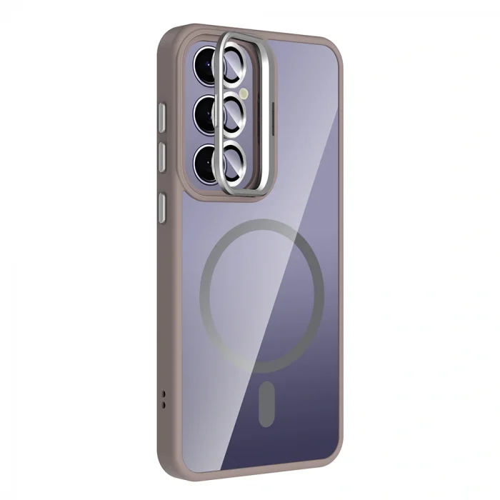 Samsung S24 Plus Kılıf Standlı ve Kamera Lens Hediyeli M-Safe Şarj Özellikli Etro Kapak