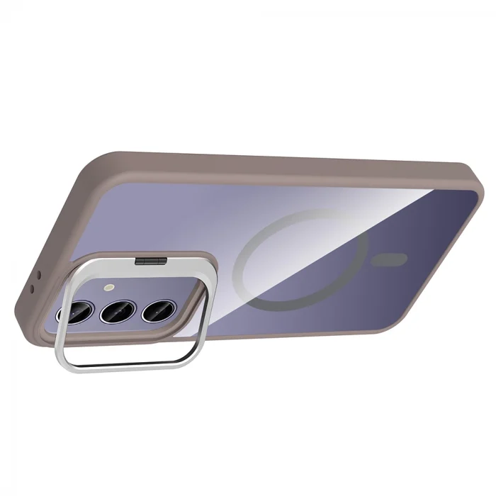 Samsung S24 Plus Kılıf Standlı ve Kamera Lens Hediyeli M-Safe Şarj Özellikli Etro Kapak