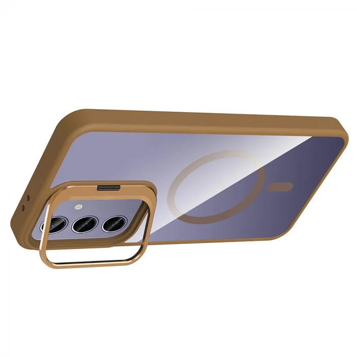 Samsung S24 Plus Kılıf Standlı ve Kamera Lens Hediyeli M-Safe Şarj Özellikli Etro Kapak