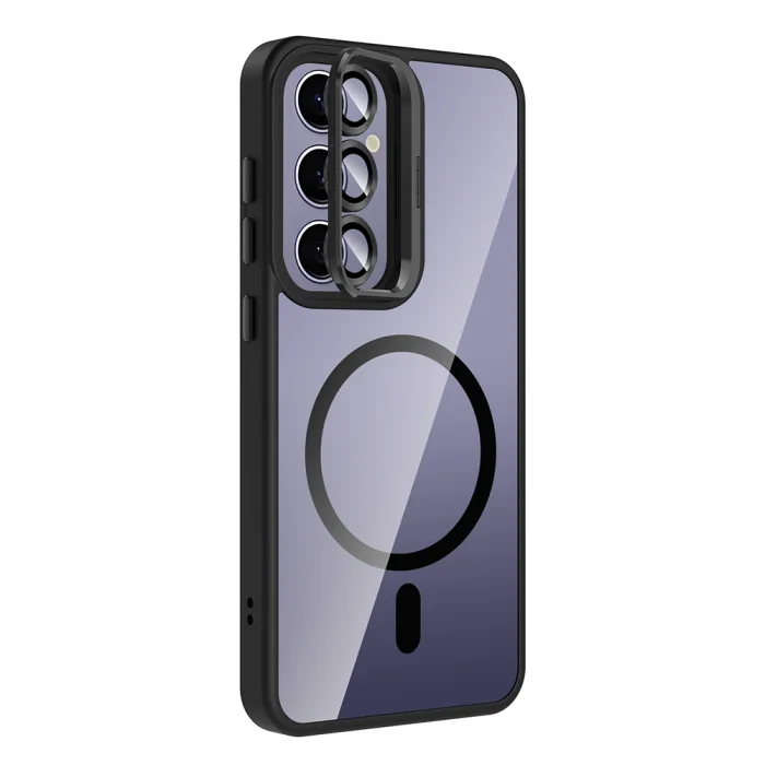 Samsung S24 Plus Kılıf Standlı ve Kamera Lens Hediyeli M-Safe Şarj Özellikli Etro Kapak