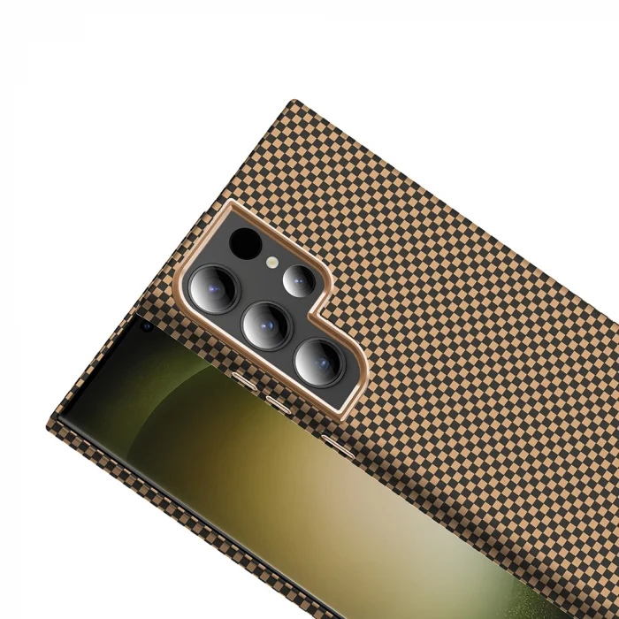 Samsung S24 Ultra Kılıf M-safe Şarj Özellikli Karbon Fiber Görünümlü Gros Kapak