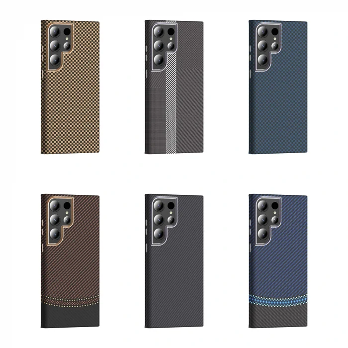 Samsung S24 Ultra Kılıf M-safe Şarj Özellikli Karbon Fiber Görünümlü Gros Kapak