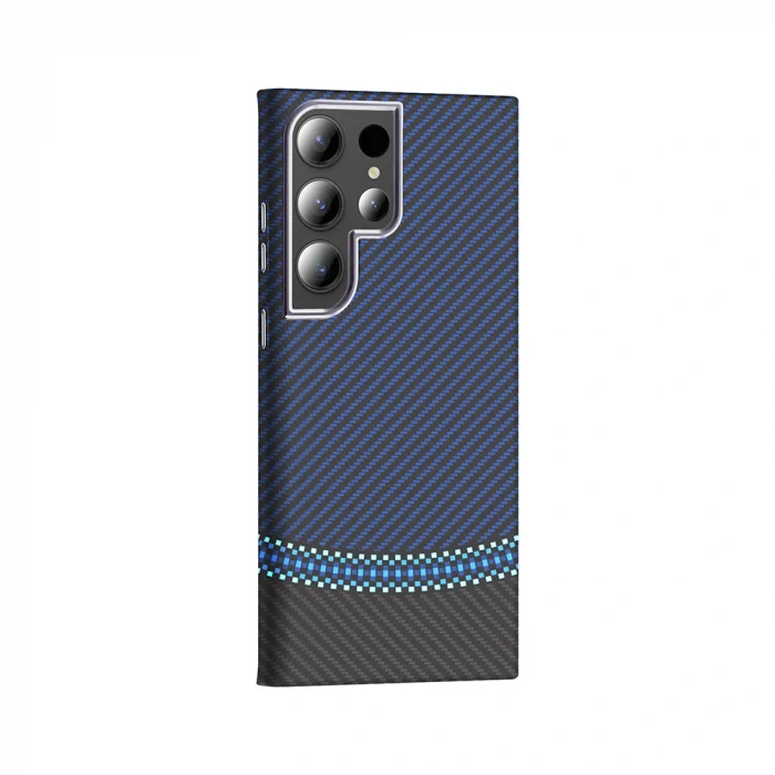 Samsung S24 Ultra Kılıf M-safe Şarj Özellikli Karbon Fiber Görünümlü Gros Kapak
