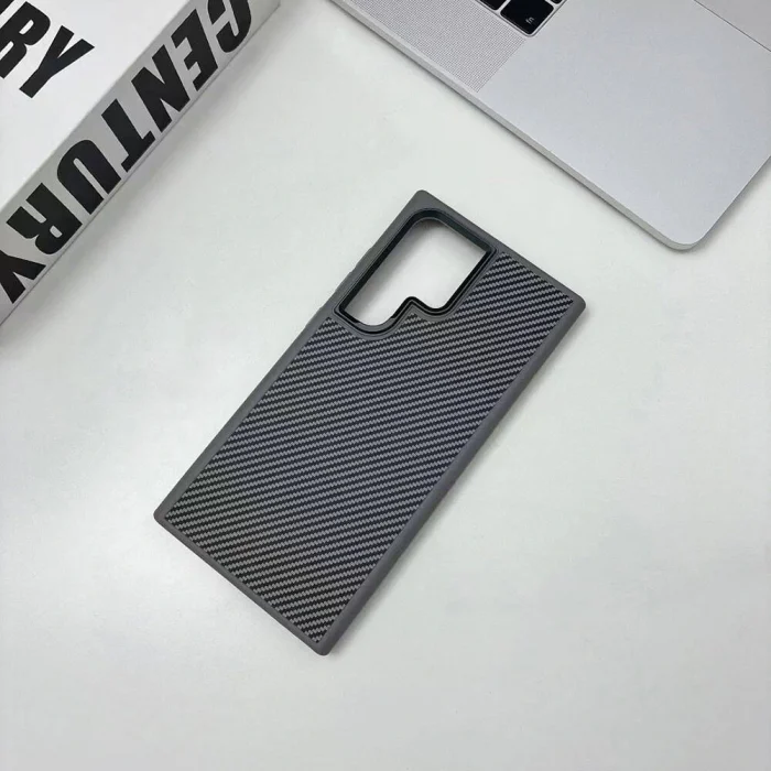 Samsung S24 Ultra Kılıf M-safe Şarj Özellikli Karbon Fiber Görünümlü Troy Kapak