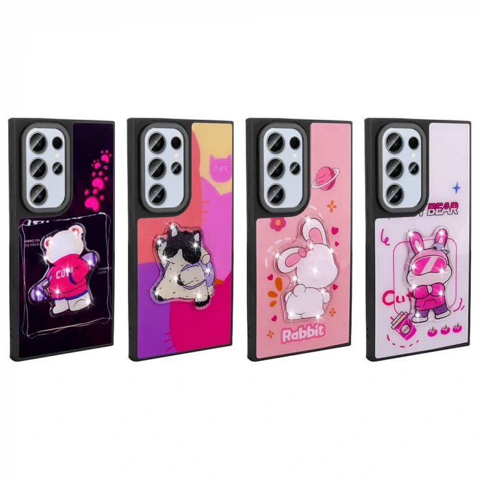 Samsung S24 Ultra Kılıf Parlayan Kabartmalı İkonik Figürlü Amas Silikon Kapak