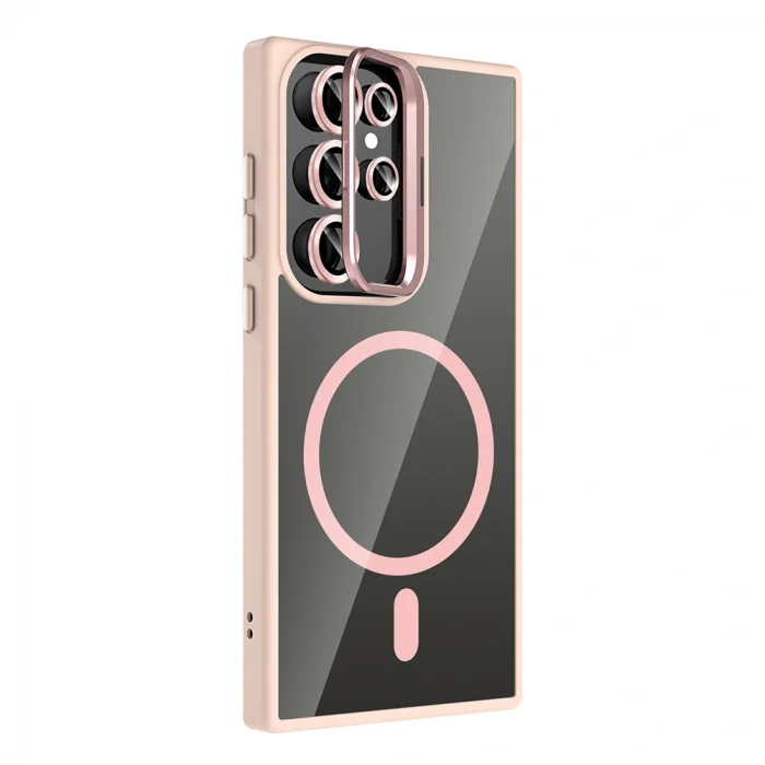 Samsung S24 Ultra Kılıf Standlı ve Kamera Lens Hediyeli M-Safe Şarj Özellikli Etro Kapak