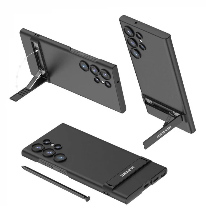 Samsung S24 Ultra Kılıf Kamera Korumalı Dikey Standlı Ays Kapak