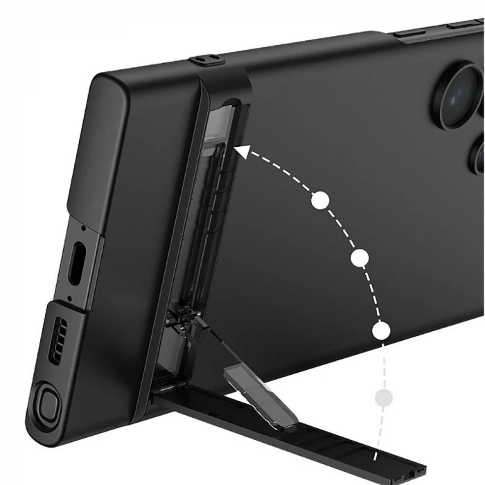 Samsung S24 Ultra Kılıf Kamera Korumalı Dikey Standlı Ays Kapak