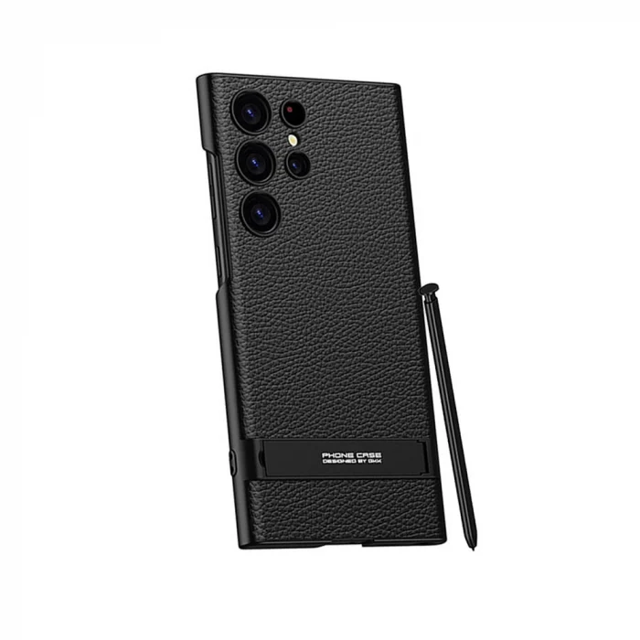 Samsung S24 Ultra Kılıf Kamera Korumalı Leather Dikey Standlı Ays Kapak