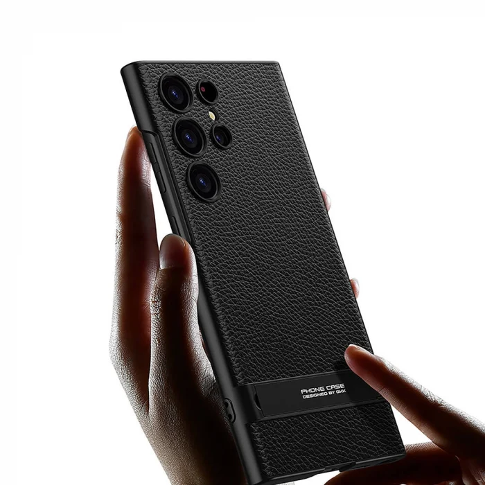 Samsung S24 Ultra Kılıf Kamera Korumalı Leather Dikey Standlı Ays Kapak