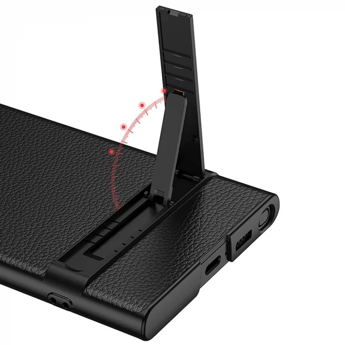 Samsung S24 Ultra Kılıf Kamera Korumalı Leather Dikey Standlı Ays Kapak