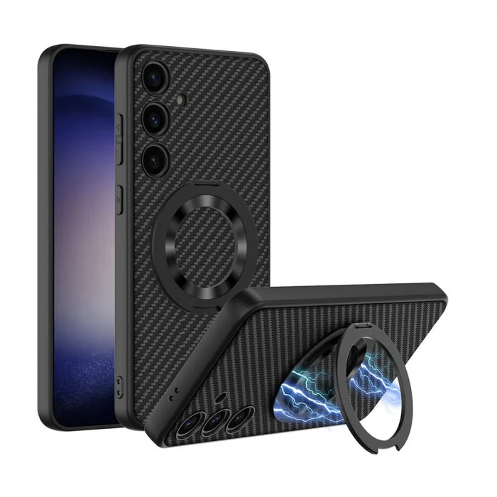Samsung S24 Wireless Şarj Özellikli Kıpta Standlı M-safe Silikon Kapak