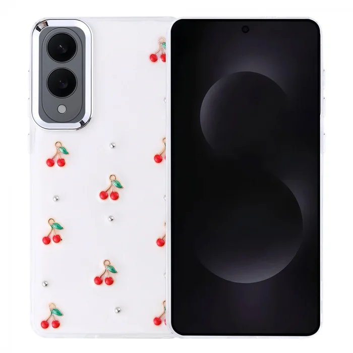 Samsung S25 Edge Kılıf Airbag Tasarımlı Simli Şeffaf Kutup Kapak