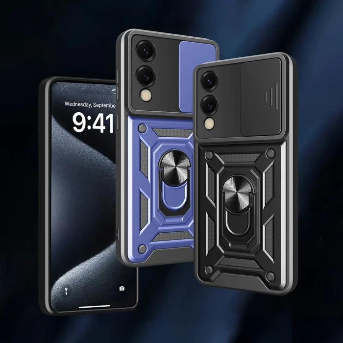 Samsung S25 Edge Kılıf Magnetik Standlı Kamera Korumalı Sürgülü Vega Kapak