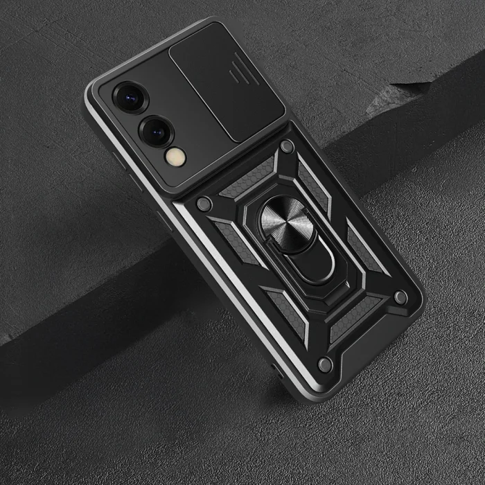 Samsung S25 Edge Kılıf Magnetik Standlı Kamera Korumalı Sürgülü Vega Kapak