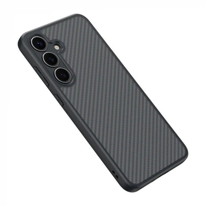 Samsung S25 Kılıf M-safe Şarj Özellikli Karbon Fiber Tasarımlı Elnino Kapak