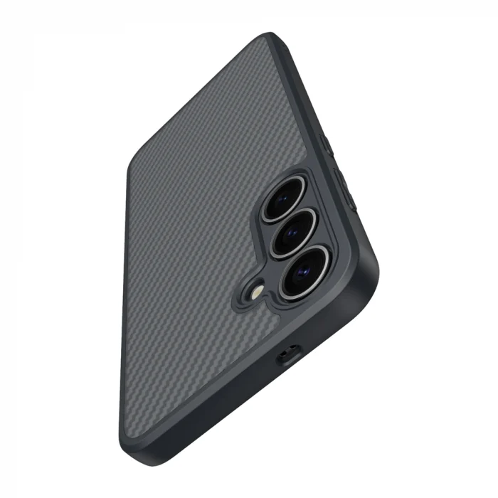 Samsung S25 Plus Kılıf M-safe Şarj Özellikli Karbon Fiber Tasarımlı Elnino Kapak