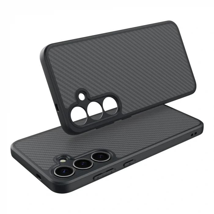 Samsung S25 Plus Kılıf M-safe Şarj Özellikli Karbon Fiber Tasarımlı Elnino Kapak