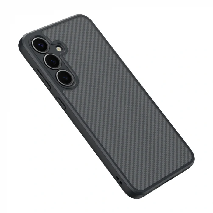 Samsung S25 Plus Kılıf M-safe Şarj Özellikli Karbon Fiber Tasarımlı Elnino Kapak
