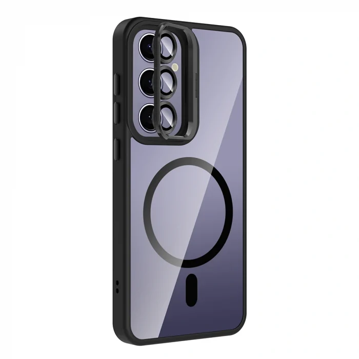 Samsung S25 Plus Kılıf Standlı ve Kamera Lens Hediyeli M-Safe Şarj Özellikli Etro Kapak