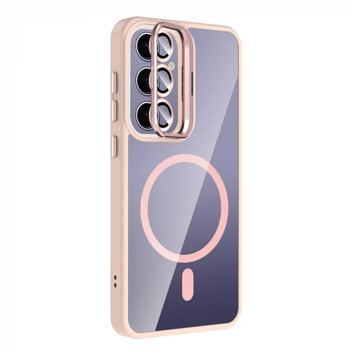 Samsung S25 Plus Kılıf Standlı ve Kamera Lens Hediyeli M-Safe Şarj Özellikli Etro Kapak