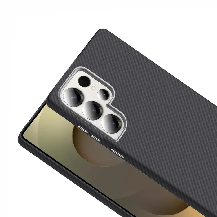 Samsung S25 Ultra Kılıf M-safe Şarj Özellikli Karbon Fiber Görünümlü Gros Kapak