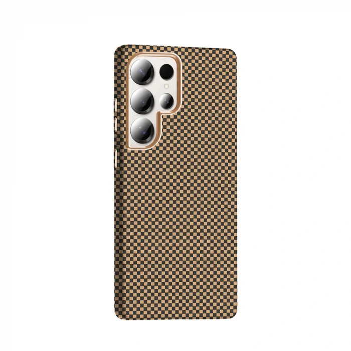 Samsung S25 Ultra Kılıf M-safe Şarj Özellikli Karbon Fiber Görünümlü Gros Kapak