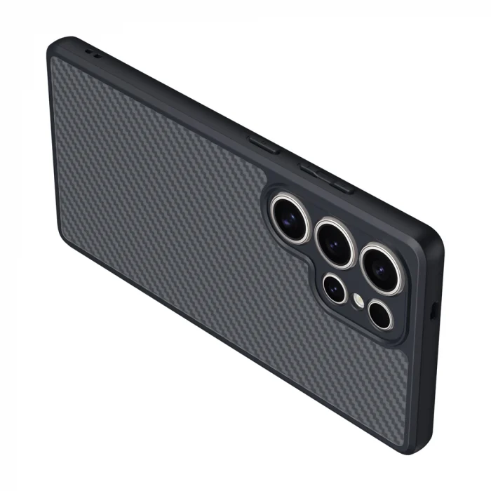 Samsung S25 Ultra Kılıf M-safe Şarj Özellikli Karbon Fiber Tasarımlı Elnino Kapak