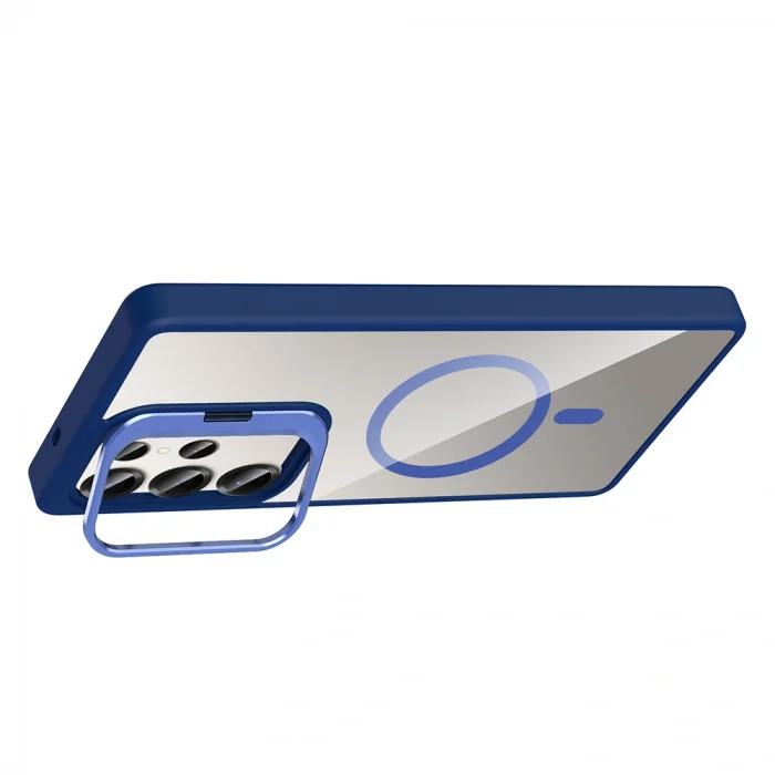 Samsung S25 Ultra Kılıf Standlı ve Kamera Lens Hediyeli M-Safe Şarj Özellikli Etro Kapak