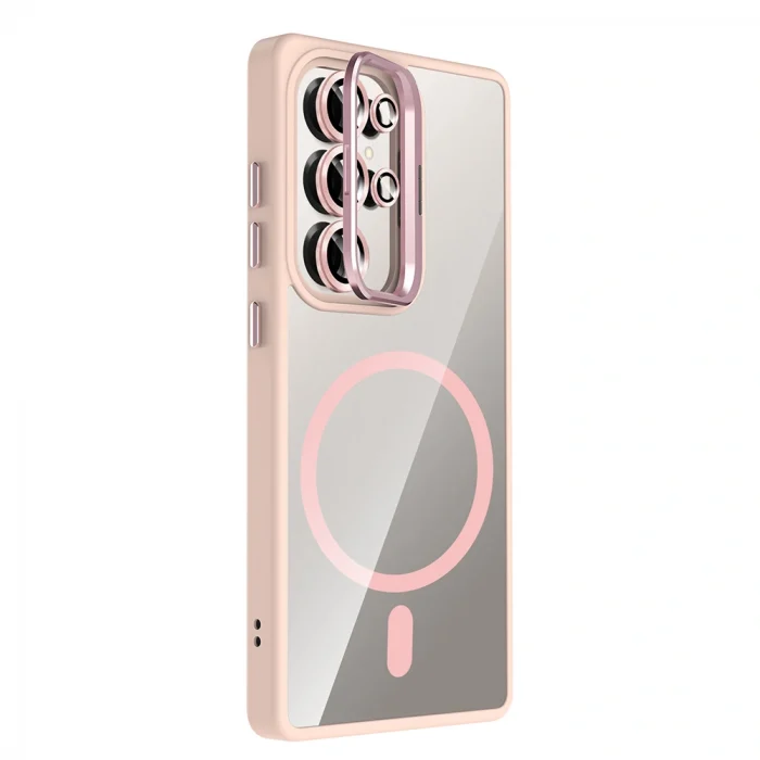 Samsung S25 Ultra Kılıf Standlı ve Kamera Lens Hediyeli M-Safe Şarj Özellikli Etro Kapak