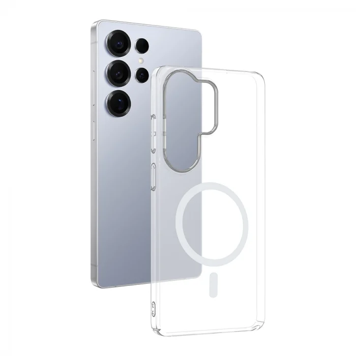 Galaxy S26 Ultra Kamera Korumalı M-Safe Şarj Özellikli Şeffaf Zore London Sert PC Kapak