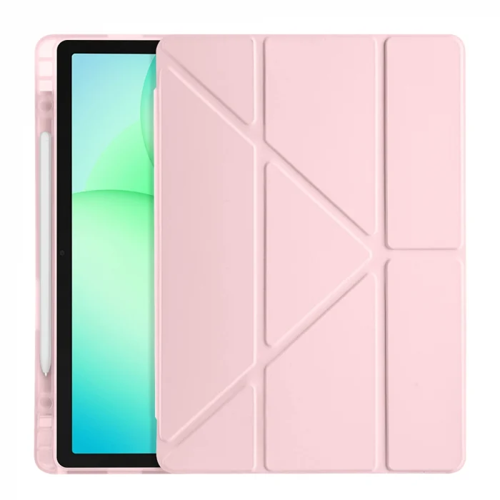 Samsung Tab A11 Plus Kılıf Tri Folding Kalem Bölmeli Standlı Kılıf