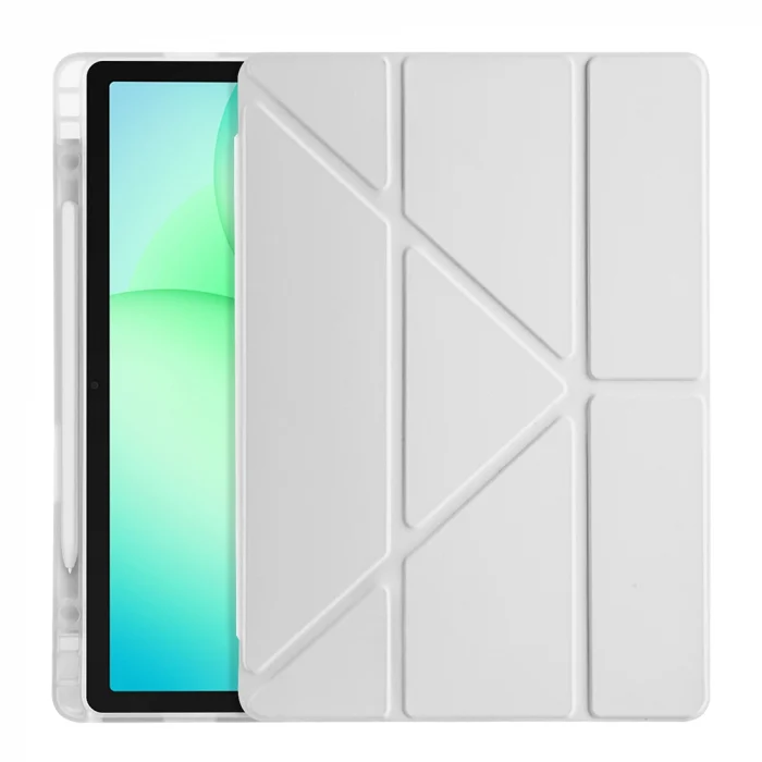 Samsung Tab A11 Plus Kılıf Tri Folding Kalem Bölmeli Standlı Kılıf