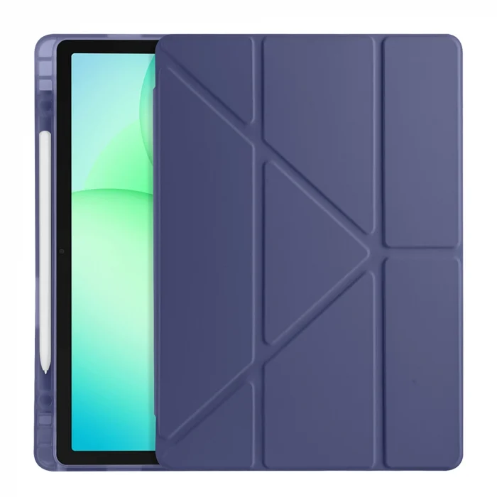 Samsung Tab A11 Plus Kılıf Tri Folding Kalem Bölmeli Standlı Kılıf